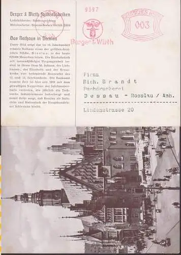 Leipzig AFS 2.2.38 von Berger & Wirth auf Ak Rathaus Breslau
