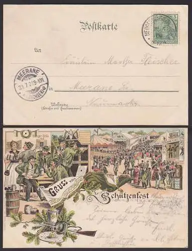 Gruss vom Schützenfest, Litho OSt. Neugersdorf Sachsen 1900 mit Bürger Bräu, Hippodrom