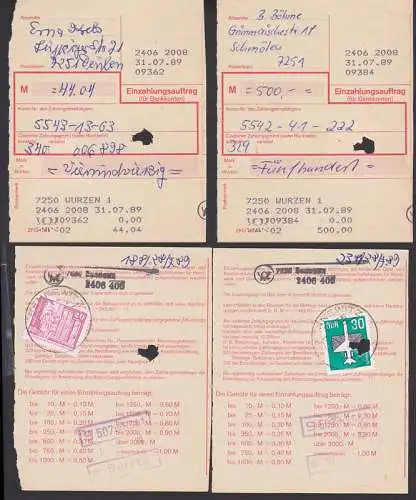 Wurzen Einzahlungsauftrag mit Terminal-Drucker 31.7.89 - neue Technik bei der Post