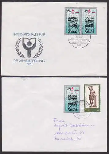 ABC-Marke (3353), Jahr der Alphabetisierung, zwei Briefe dabei FDC