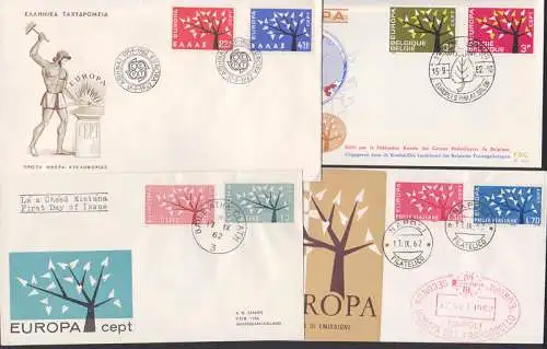 EUROPA 1962 Motivgleiche Ausgabe von Italien, Griechenland, Irland, Belgien