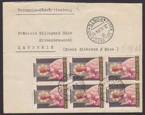 Vatikan 26.6.54,  S. PIO X Brief nach Laupheim, MeF