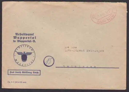 Wuppertal Arbeitsamt 21.1.46 Reichsadler aptiert nach Meiningen