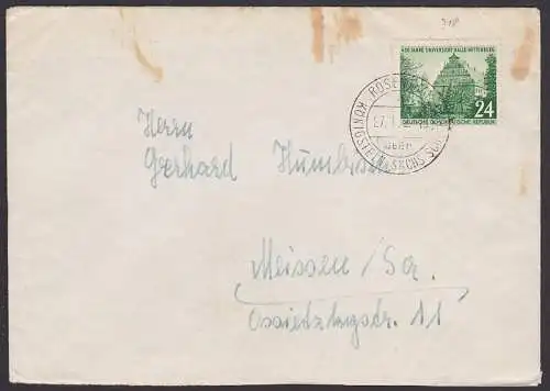 Uni Halle-Wittenberg (318) Fernbrief  Rosenthal über Königstein (Sächs. Schweiz)