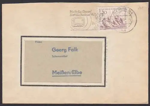 Macht die Ohren auf  Hört die Berliner Welle rarer MWSt. 1961 Berlin, Fischer mit Netz (818)