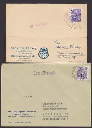 Erfurt - Sonneberg Bahnpost auf Ds-Karte, je nach Portosenkung (438)