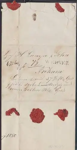 WEENER Altbrief 4. Juni 1850 nach Ankum, Landkreis Leer