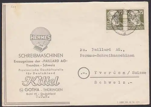 Rudolf Vierchow 25 Pfg. (2) Auslandsbrief aus Gotha HERMES nach Schweiz (221)