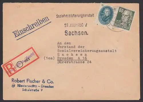 Niedersedlitz (Sachs) Orts-R-Bf Aushilfs-R-Zettel an SVK, dabei 16 Pfg. Akademie (267)