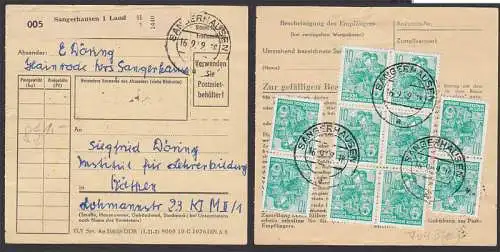 Sangerhausen Paketkarte 10-Pfg. Fünfjahrplan in MeF (10) 16.9.59 (704B)