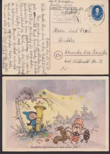 MWSt. Zu den Wintersportmeisterschaften des Friedens Berlin, Karte mit 12 Pfg. - rechts stark beschädigt (266)
