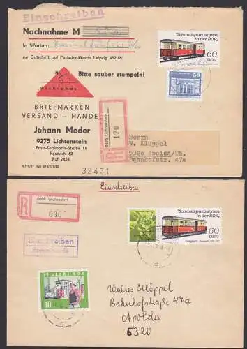 Selketalbahn mit 60 Pfg., mit und ohne Nebenfeld auf R-Brief bzw. Nachnahme (2866)