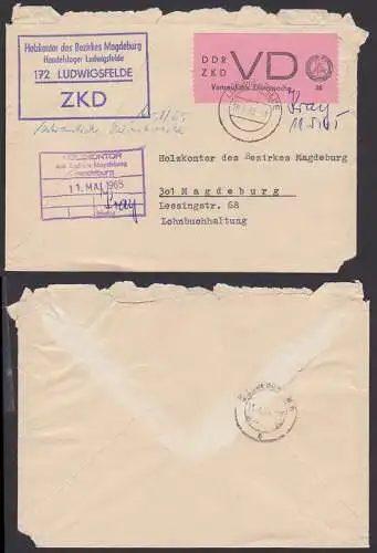 Ludwigsfelde R4 ZKD--St. Holzkontor VD mit Plattenfehler (D2 II), Umschlag sehr unsauber geöffnet, Vs. Links aufgerissen