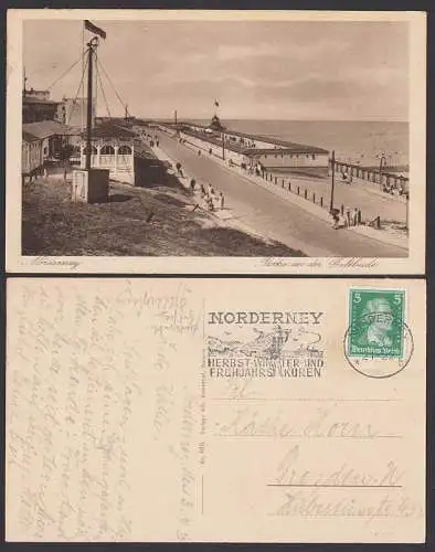 Norderney MWSt. Herbst- Winter- und Frühjahrskuren, Ansicht mit Giftbude 1927