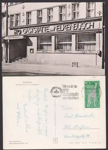 Weißenfels Fotokarte HO-Gaststätte "Zum Nelkenbusch", MWSt. Gib auch Deine Blutspende unentgeltlich (1093)