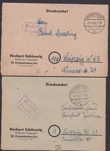Crimmitschau Ds mit R2 Gebühr bezahlt" vom Briefmarken-Fachgeschäft