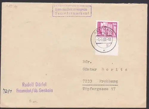Geithain 20 Pf aus dem Bogen (Unterrand) (1869 Bg) - (Katalog 120,- für Paar aus Bogen)