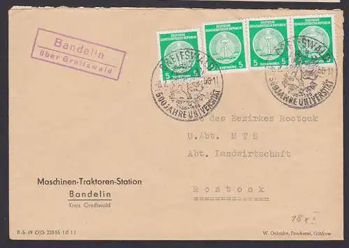 Bandelin über Greifswald PSSt. und SSt. 500 Jahre Universität 6.7.56 (A 18xI)