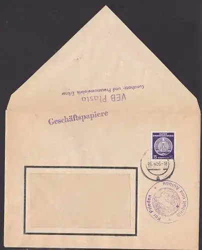 Friedenstaube Für Frieden Einheit un Aufbau, Propaganda-Stempel auf Dienstpostbrief , G-Papiere aus Erkner