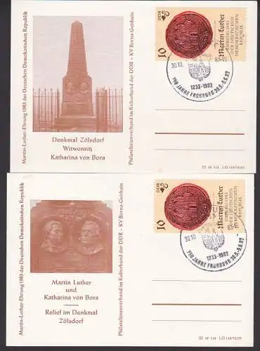 Katharina von Bora, Schmuckkarte mit Denkmal Zölsdorf, 10 Pfg Martin Luther