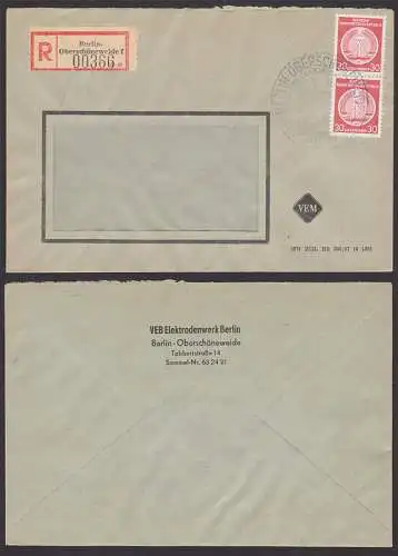 Berlin-Oberschöneweide R-Orts-Bf mit SSt Dienst 30 Pf im senkr. Paar (A11)