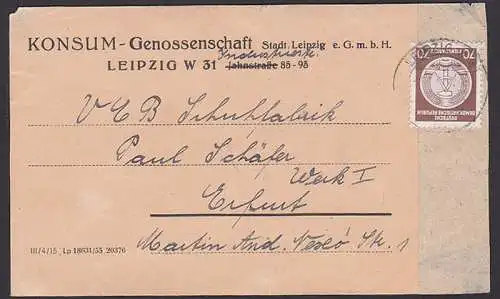 Paketadresse Leipzig 70 Pfg Dienst (27), KONSUM Genossenschaft