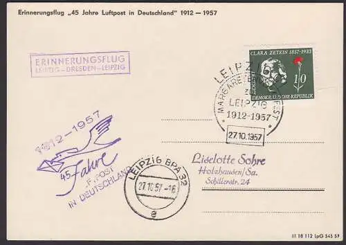 Leipzig SSt. Margaretenvolksfest 27.10.1957 miz R2 Erinnerungsflug Leipzig-Dresden-Leipzig