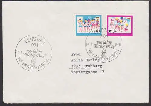 Leipzig SSt. 250 Jahre Musikverlag VEB Breitkopf und Härtel, 21.1.69, Stempel mit "VEB"