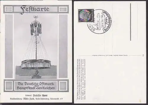 Festkarte Die deutsche Ostmark Ak mit 1 Pf Hindenburg SSt. Berlin 5 Jahre Reichsluftschutz
