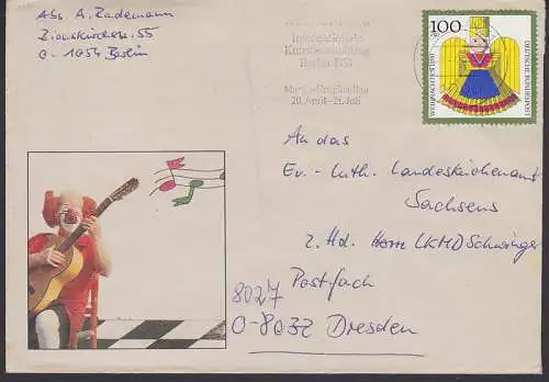Weinachtsmarke 1990, Engel mit MWSt. Berlin Kunstausstellung Martin-Cropius-Bau (1487)