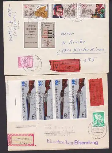 Zdr. Sorbische Bräuche, Jagdwaffen  Wertbrief aus Greifswald, RBf Leipzig (Zd177) 1978