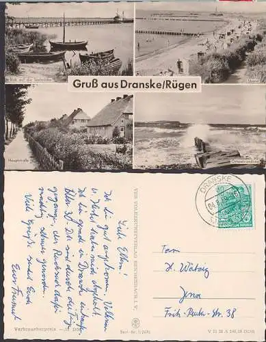 Dranske über Sagard Fotokarte  mit Hauptstr. Seebrücke vom 4.8.59