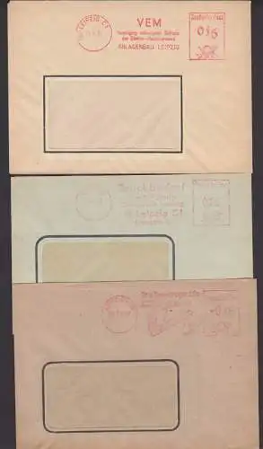 Otto Bamberg & Co. Leipzig, VEM, Druckbdarf, 3 Ortsbriefe zum Tarif zu 16 Pf von 1952