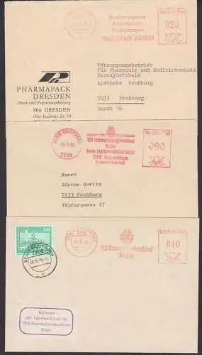 Regis-Breitungen zwei versch. AFS Braunkohlenkombinat, dabei Vignette "Befördert mit Tagebau-E-Lok" 1979