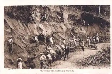 Belgisch Kongo Terrasiers noirs au Travail Eisenbahnbau gebr. ca. 1920