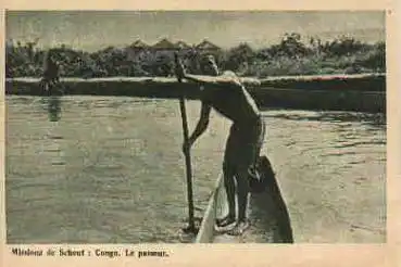 Congo Eingeborener im Boot AK um 1930