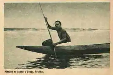 Congo Eingeborene im Kanu AK um 1930
