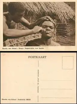 Kongo farbiger Friseur beim rasieren *ca.1930