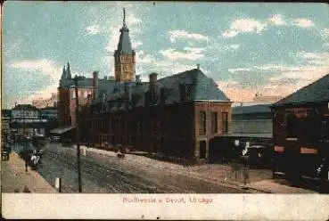 Chicago Illinois Northwestern Depot Bahnhof *ca. 1920
