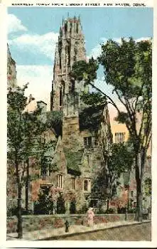 New Haven Connecticut Harkness Tower from Library Street 21.2.1927
