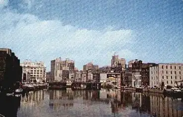 Milwaukee River and banks and office Buildings *1958