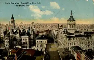 Baltimore Maryland Birds Eye View Post Office City Hall Post o 18.11.1913