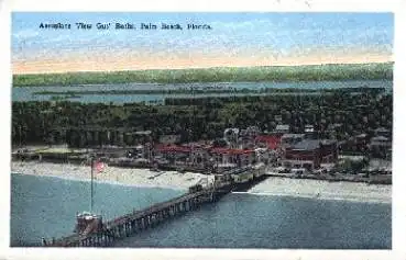 Palm Beach Florida Aeroplane View Gus Baths * ca. 1940