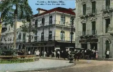 Panama City Crowds at the Lottery Office Cathedral Plaza * ca. 1910