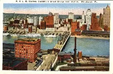 Pittsburgh Pennsylvania P. & L. E. Station Smithfield Street Bridge *ca.1940