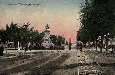 Avenida Olmedo, Guayaquil Strassenbahn Ecuador *ca. 1920