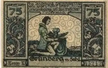 Grünberg Notgeld über 75 Pf. Nr. 45242 Schlesien um 1920