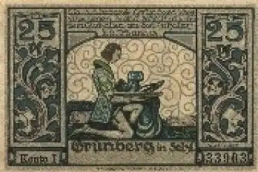 Grünberg Notgeld Schlesien Gutschein über 25 Pf. Nr. 33903 um 1920