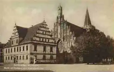 Sommerfeld Niederlausitz Brandenburg, Markt Rathaus Stadtpfarrkirche * ca. 1920