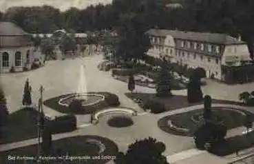 Bad Kudowa Kreis Glatz Kurplatz mit Eugenquelle u. Schloss * um 1930